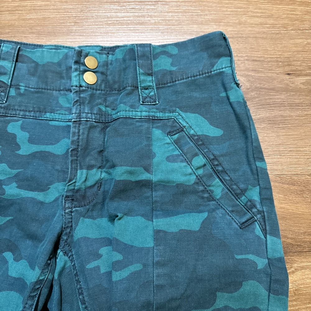 Anthropologie 25 PETITE Austin Cargo Utility Crop Pant Mid-Rise Turquoise‎ Green - Picture 7 of 16
